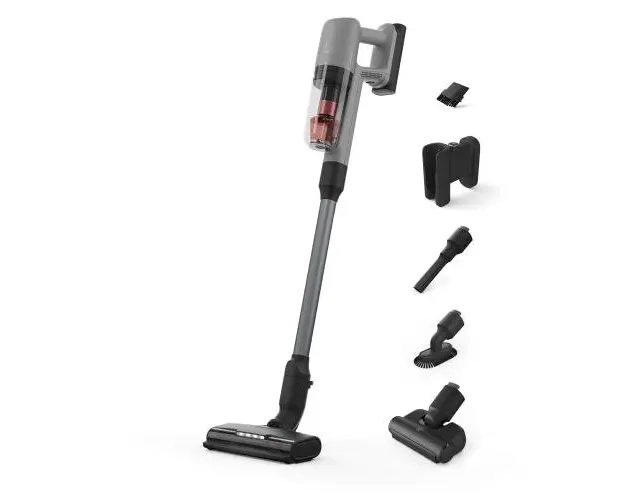 Aspirator vertical multifunctional Electrolux Seria 700 EP71AB14UG, 100 AirWatt, 4000 mAh Li-Ion, motor BLDC, autonomie max 50 min, perie motorizata multi-suprafete PowerPro cu LED, doza Pet Pro+ (Gri)