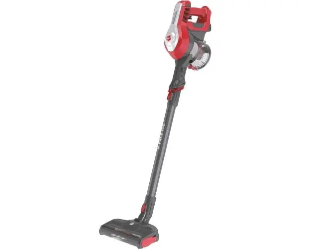 Aspirator vertical Hoover HF122RH 011, 170W, tehnologie ciclonica, 22 V, baterie Li-Ion, timp de rulare pana la 40 min, filtru, functie turbo, cos 0.9 l (Rosu/Gri)