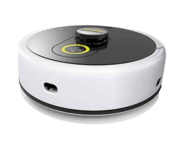 Aspirator robot mop cu role inteligent Karcher RCF 3 1.269-660.0, navigatie LiDar, 5200mAh, autonomie 120 de minute, 80m², putere de aspirare 5000 Pa, recipient apa curata 430ml, rezervor apa murdara 115 ml (Alb/Negru)