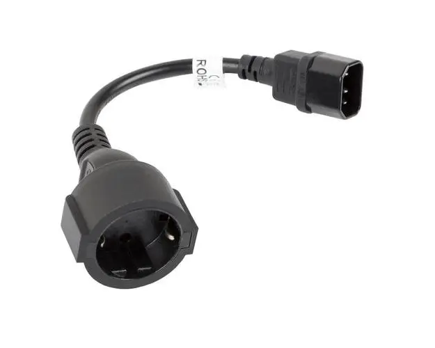 Cablu prelungitor de alimentare UPS, PC, 20 cm, Lanberg 40987, IEC 320 C14 la Schuko mama, Negru