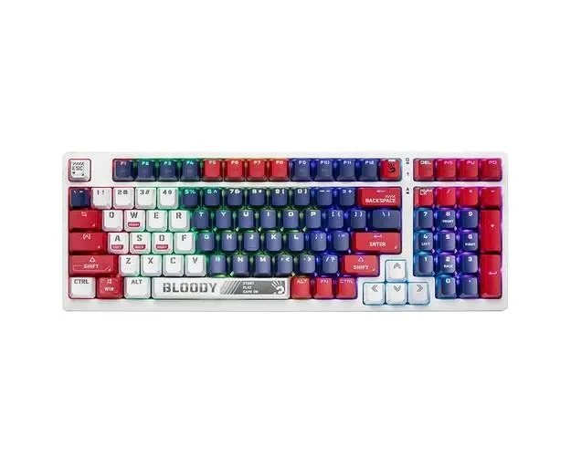Tastatura cu fir, A4TECH Bloody S98 Sports, Mecanic (BLMS Red Switch), Iluminare RGB, eSport Gaming, US, Multicolor
