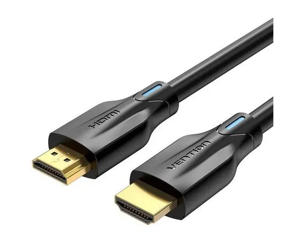 Cablu video Vention, HDMI(T) la HDMI(T), 2m, rezolutie maxima 8K la 60Hz/4K la 120Hz, conectori auriti, cupru/argint, invelis PVC, „AANBH”, Negru