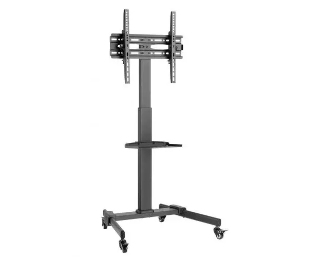 Stand Mobil Techly ICA-TR21L, raft multimedia, inaltime reglabila, 32 - 55 inch, 35 kg (Negru)