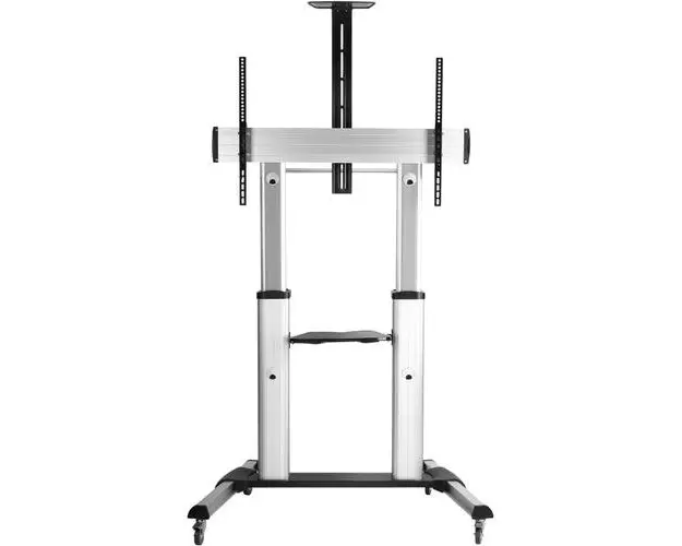 Stand Mobil Techly ICA-TR24, 60inch-100inch, 100 kg, 2 rafturi multimedia (Argintiu)