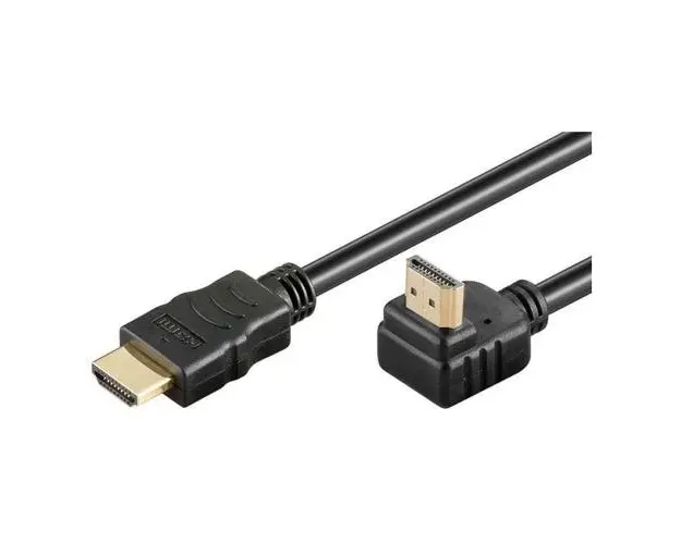 Cablu HDMI, conector 90 grade, High Speed, 4K, Versiunea 1.4, conectori auriti, 2m, PremiumCord kphdmea2