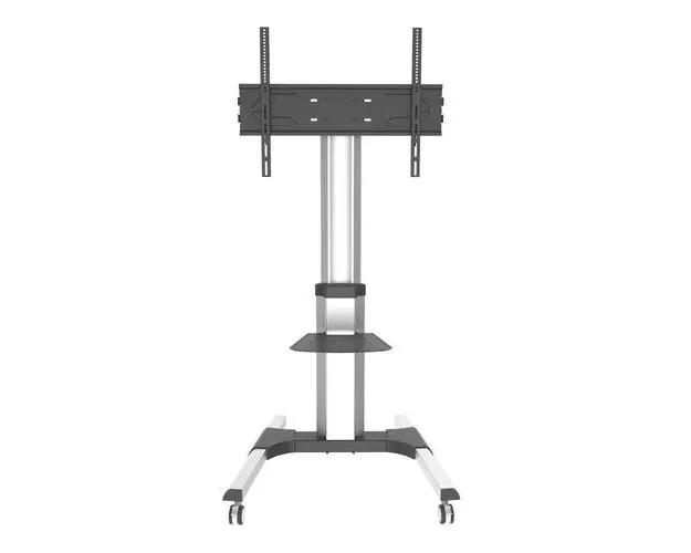 Stand Mobil Techly ICA-TR156, raft suport multimedia, Inaltime reglabila, 50inch-92inch, 70 kg (Argintiu)