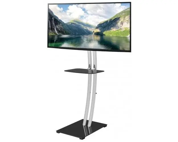 Stand Techly ICA-TR14, inaltime reglabila, raft multimedia, 32inch-70inch, 68 kg (Argintiu/Negru)