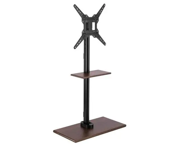 Stand TV Techly ICA-TR414, reglabil inaltime, baza si raft din lemn, 23inch - 55inch (Negru)