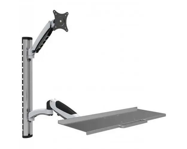 Suport pentru monitor si tastatura TECHLY ICA-PLW 02, de perete, raft extensibil, 15-27 inch, reglabil (Gri)
