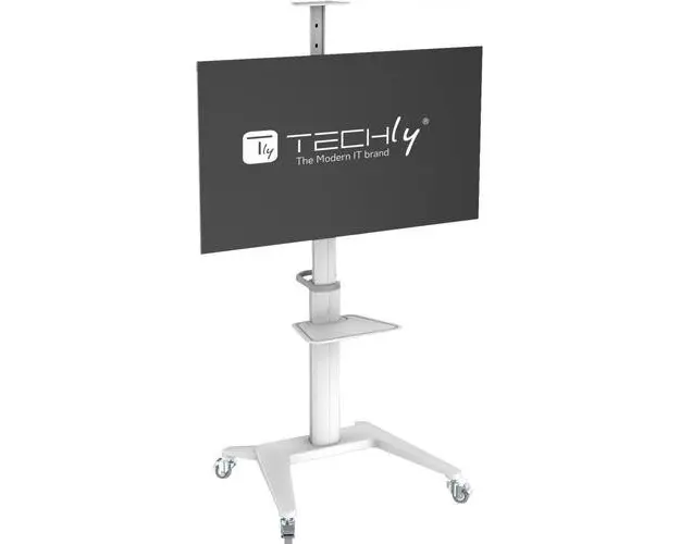 Stand mobil Techly ICA-TR48W, 37inch-70inch, 70 kg, raft suport multimedia (Alb)