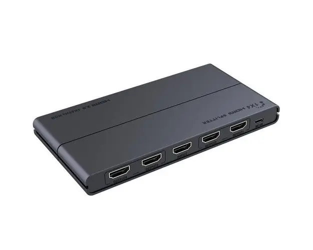 Splitter HDMI PremiumCord khsplit4h, 1 intrare - 4 iesiri, V2.0, 4K x 2K/60Hz, FULL HD, 3D, alimentator inclus (Negru)