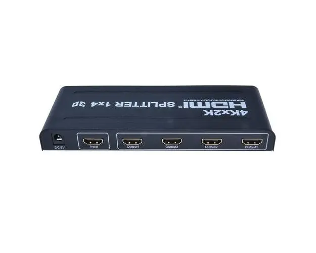 Splitter HDMI PremiumCord khsplit4b, 1 intrare - 4 iesiri, 4K, FULL HD, 3D, alimentator inclus (Negru)