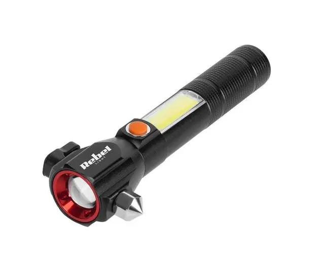 Lanterna multifunctionala reincarcabila Rebel URZ0941, 2.9 W, raza 200 m, 285 lm (Negru)