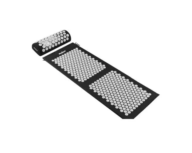 Set covoras si perna presopunctura Rebel Active, Bumbac/ABS, 130x50cm (Negru/Alb)