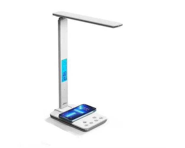 Lampa de birou cu led Media-Tech MT222, modul incarcare wireless pentru telefon, control tactil, USB, lumina calda si rece