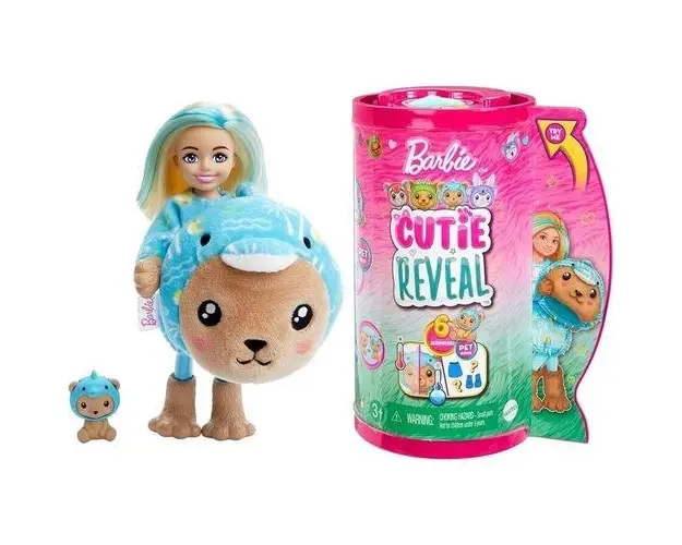 Papusa in costum de animalut, Barbie Color Reveal Chelsea, Multicolor