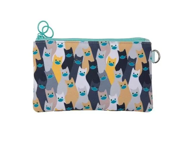 Penar dublu cu fermoar si masca material textil, ZIPIT Face-It Cats (Gri)