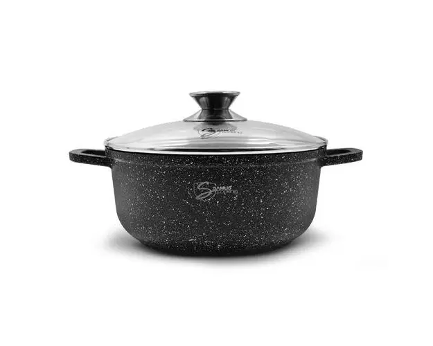 Oala cu capac Samus Toledo Line TOL22-OC, 22 cm, 3.2 L (Negru)