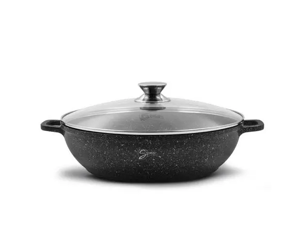 Cratita cu capac Samus TOL321-CC, 32cm, Aluminiu turnat, 5.5 L (Negru)