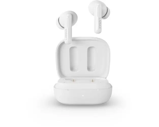Casti True Wireless Lamax Clips1 Plus, Bluetooth 5.3, ANC, Lamax Beat Bass, Microfon (Alb)