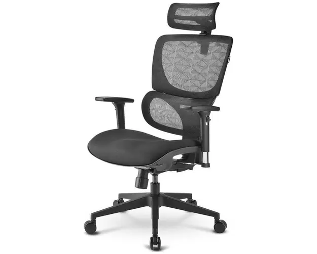 Scaun de birou, Sharkoon, Plasa/Textil, Ergonomic, Negru