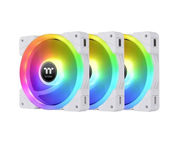 Set 3 ventilatoare Thermaltake TT Premium Swafan EX12, 120mm, 2000 rpm, iluminare RGB (Alb)