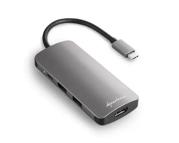 Hub USB Sharkoon, 3 x USB3.0, 1 USB C, HDMI, Argintiu