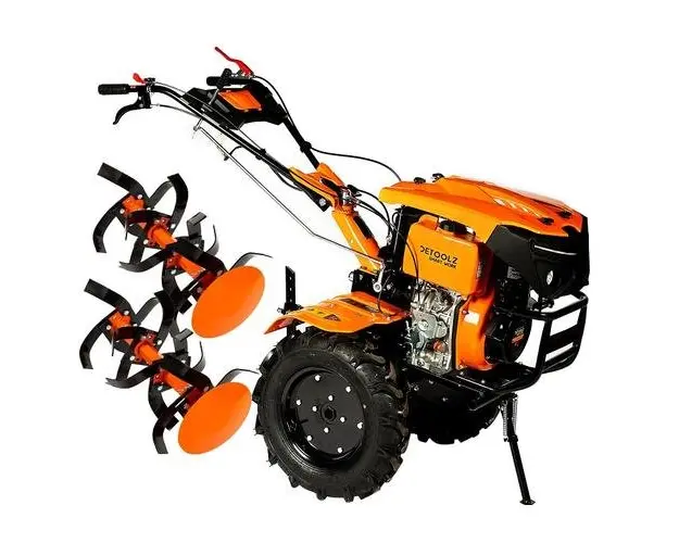 Motocultor Detoolz DZ-MT1005, Motor 4 timpi, 11 CP, 418 CC, Motorina, 3 Viteze (Negru/Portocaliu)