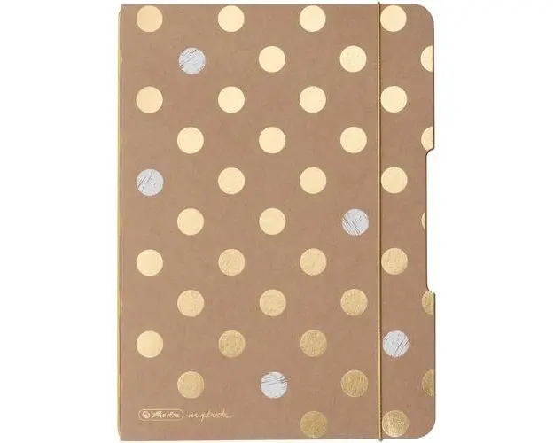 Caiet Herlitz, MyBook Flex, A5, 40f, 80gr, dictando, coperta din material fara celuloza Pure Glam, elastic auriu