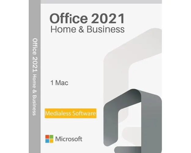 Microsoft Office 2021 Home & Business, MacOS 64 bit, Bind, Medialess