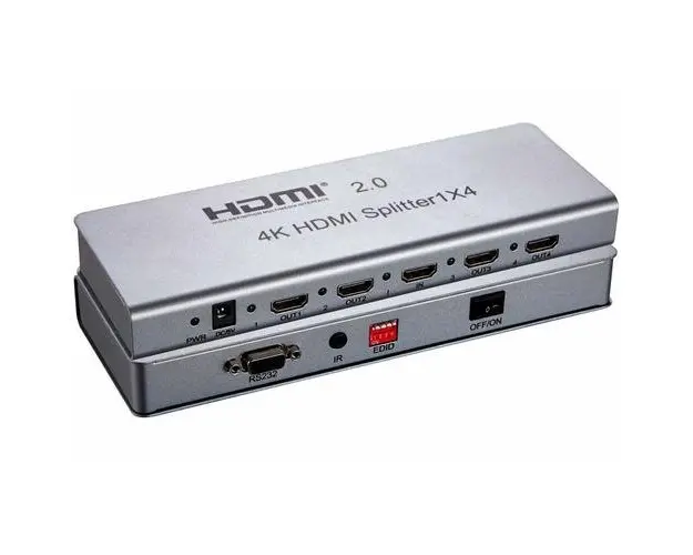 Splitter HDMI 4 porturi, 1 intrare - 4 iesiri, V2.0, 4K x 2K/60Hz, FULL HD, 3D, alimentator inclus, PremiumCord, khsplit4e