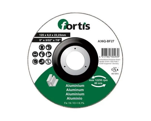 Disc de polizat pentru aluminiu, nemetale 125x6.0mm, Fortis