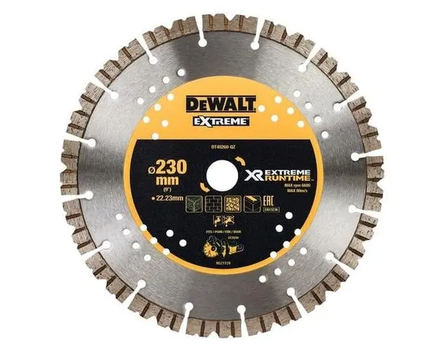 Disc diamantat segmentat, 230x22.2 mm, pentru beton si piatra, Dewalt