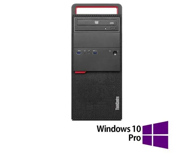 Calculator Sistem PC Refurbished LENOVO M800 Tower, Intel Core i3-6100 3.70GHz, 8GB DDR4, 512GB SSD, DVD-ROM + Windows 10 Pro