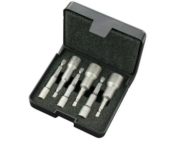 Set 6 capete chei tubulare Felo 03996106, Magnet si prindere hex. SW6/7/8/10/12/13 mm, 1/4inch (Negru)