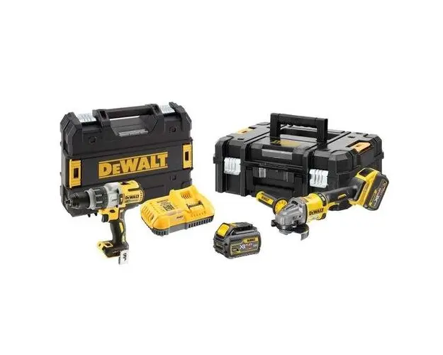 Set 2 masini Dewalt DCK2055T2T-QW, Masina gaurit si insurubat DCD996, Polizor Flexvolt DCG414 + 2 Acumulatori 18V 6.0 Ah / 54V 2.0 Ah + Incarcator Flexvolt si Taliza depozitare TSTACK