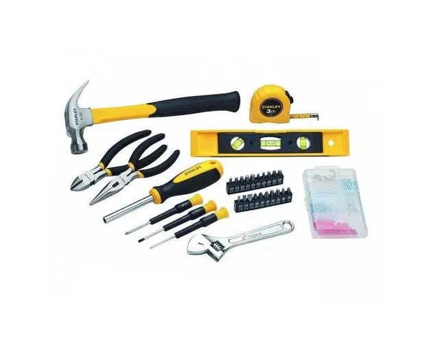 Set scule Stanley STHT0-75947, 31 Buc si 100 Accesorii fixare, Geanta (Negru/Galben)