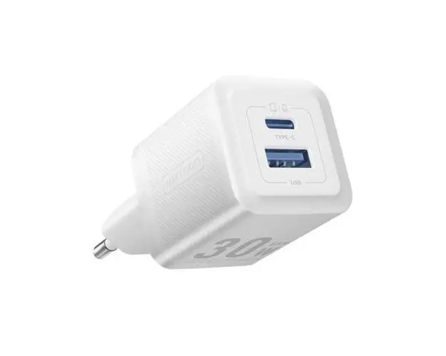 Incarcator retea Vention FEQW0-EU, 30W, 1 x USB Type-C, 1 x USB, 5V/3A, PD 3.0, QC 3.0, QC 4.0 (Alb)