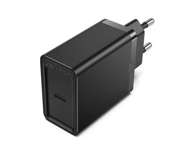 Alimentator SmartPhone la 220V Vention 1-port USB-C Wall Charger(30W) EU-Plug, Negru