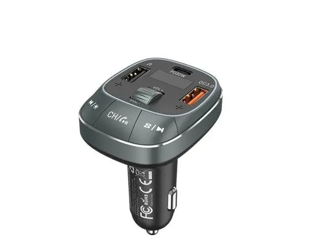 Modulator FM Vention 3-Port USB (C + A + A), Negru