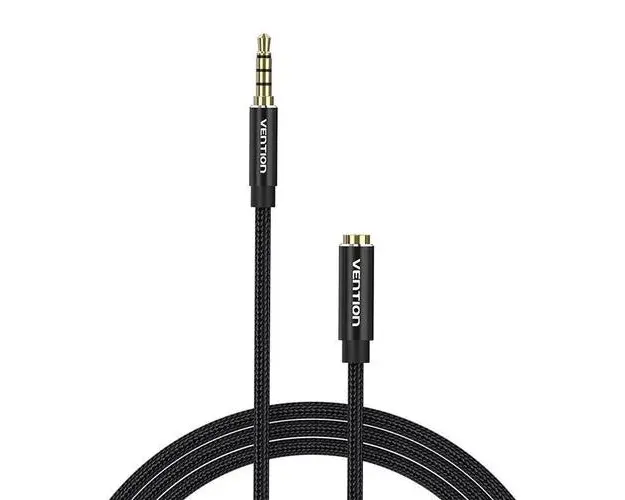 Cablu prelungitor audio Vention BHCBH, TRRS 3,5 mm tata la 3,5 mm mama 2 m (Negru)