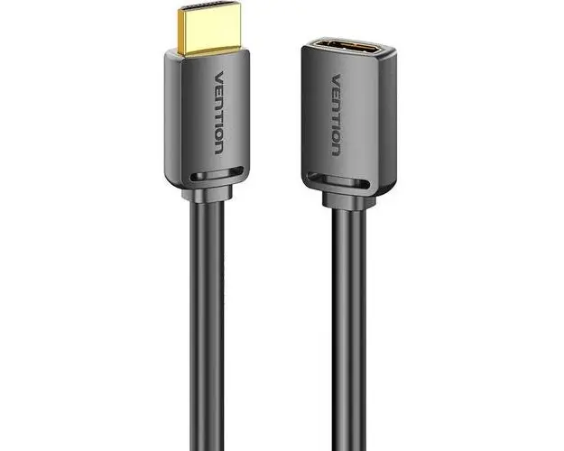 Cablu video Vention AHCBF, HDMI tala la HDMI mama, 1m, 4K la 60Hz, conectori auriti, cupru, invelis PVC (Negru)