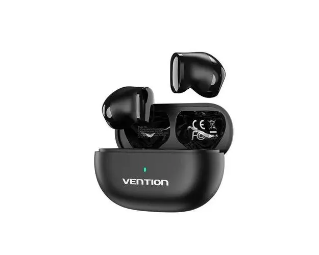 Casti True Wireless Vention, utilizare smartphone, Bluetooth 5.3, microfon pe casca, USB type-C, acumulator charging case 250mAh, Negru