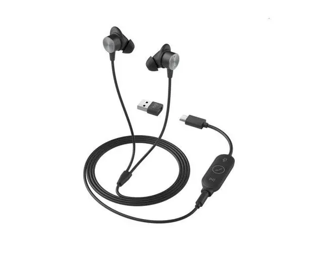 Casti Stereo Logitech Zone, Microfon, USB-C si Adaptor USB-A (Negru)