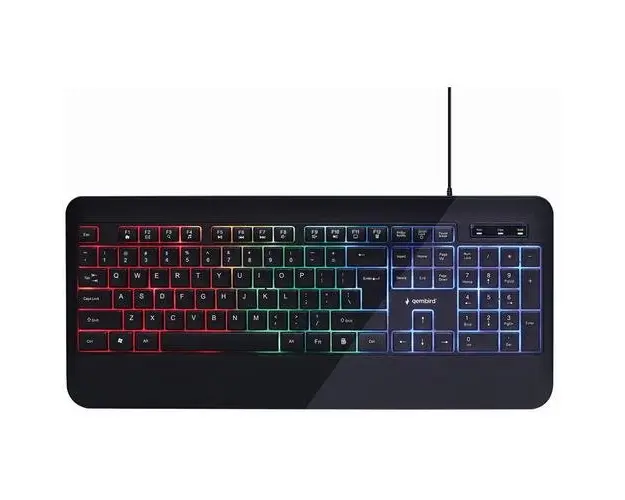 Tastatura Gembird KB-UML-03, Multimedia, Iluminare de fundal RGB, Layout US (Negru)