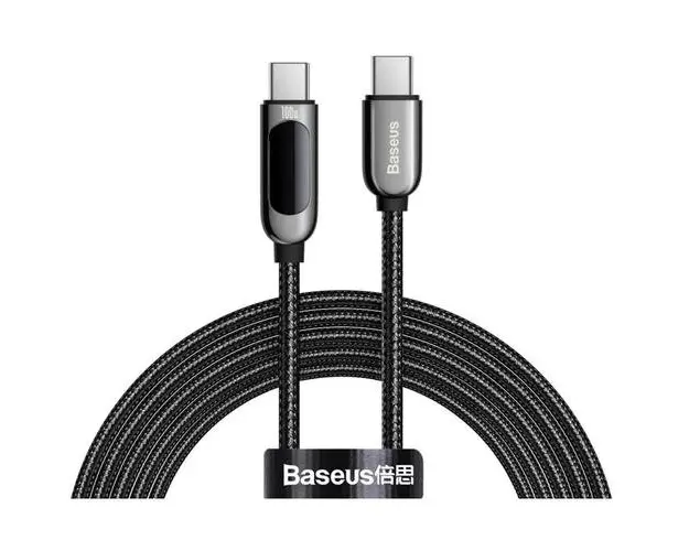 Cablu date si incarcare, Baseus, USB-C - USB-C, 100 W, 2 m, Negru