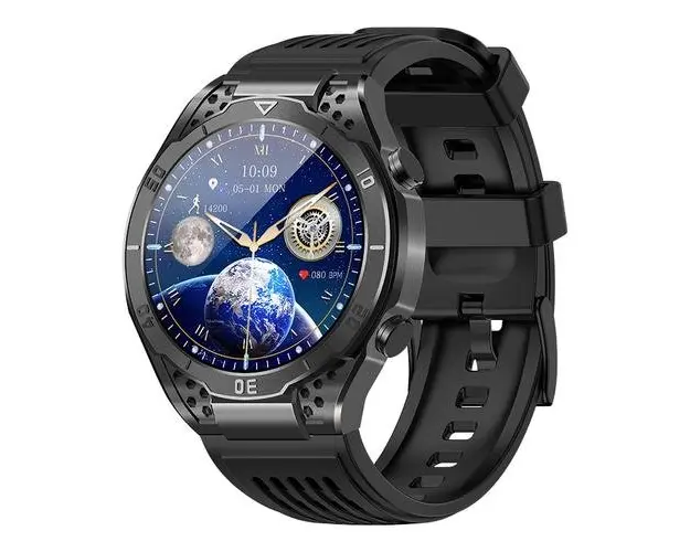 Smartwatch iSEN JA01 Black, Ecran AMOLED 1.43inch HD, Glicemie, Apel Bt, Apel SOS, Asistare vocala, Nivel radiatii, EKG, Acid uric, Lipide sange, Masa corporala (Negru)