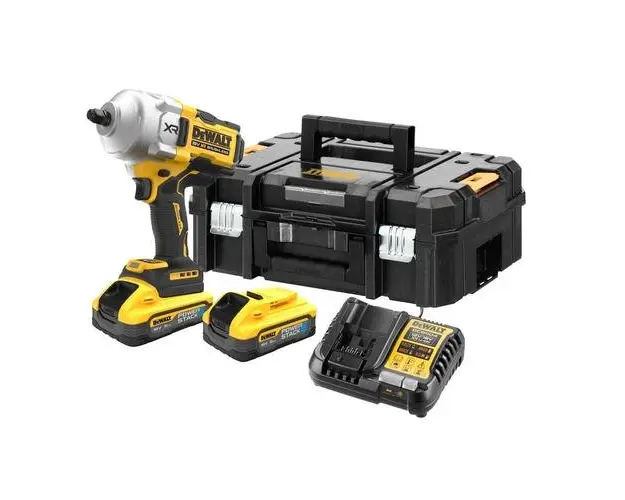 Masina de insurubat cu impact DeWalt DCF961H2T-QW, 1/2inch, 1200 rpm, 1496/2375 Nm, 1890 bpm + 2x Acumulatori PowerStack 5.0Ah, Incarcator multi-voltaj, Valiza transport TSTAK
