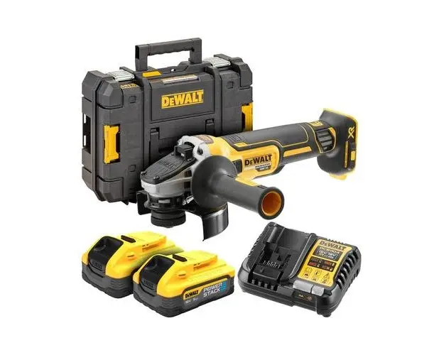 Polizor unghiular Dewalt DCG405H2T-QW, 18 V, 9000 rpm, Disc 125 mm + 2x Acumulatori PowerStack 18V 5.0Ah, Incarcator, Valiza depozitare