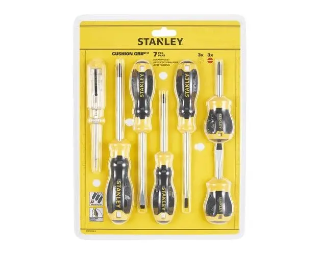 Set 6 surubelnite Stanley Cushion Grip STHT16166-0, tester tensiune, varf magnetizat, tija otel crom vanadiu